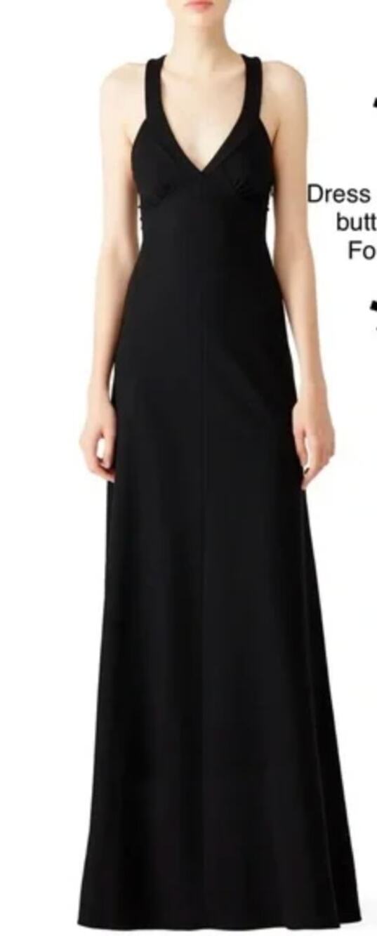 DEREK LAM Plunge Neck Party Evening Racerback Maxi Dress Black 2 $2590